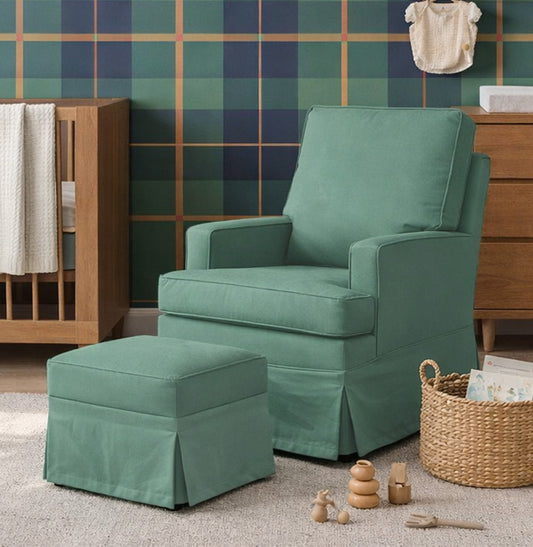 Poltrona de Amamentação Essence Lisa com Balanço e Puff - Verde