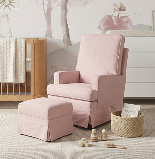 Poltrona de Amamentação Essence Lisa com Balanço e Puff - Rosa