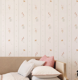 Papel de Parede Infantil Listras e Poá com Floral Candy – Verde