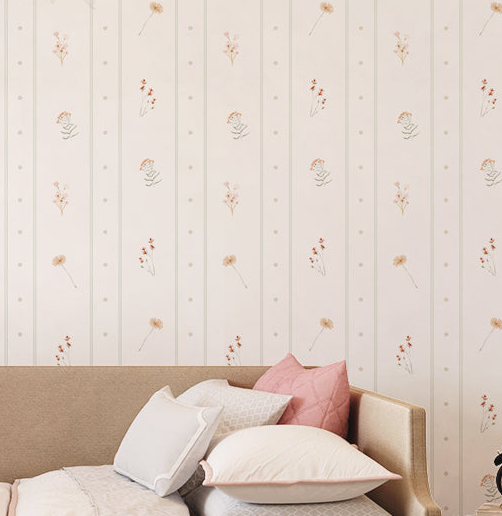 Papel de Parede Infantil Listras e Poá com Floral Candy – Verde