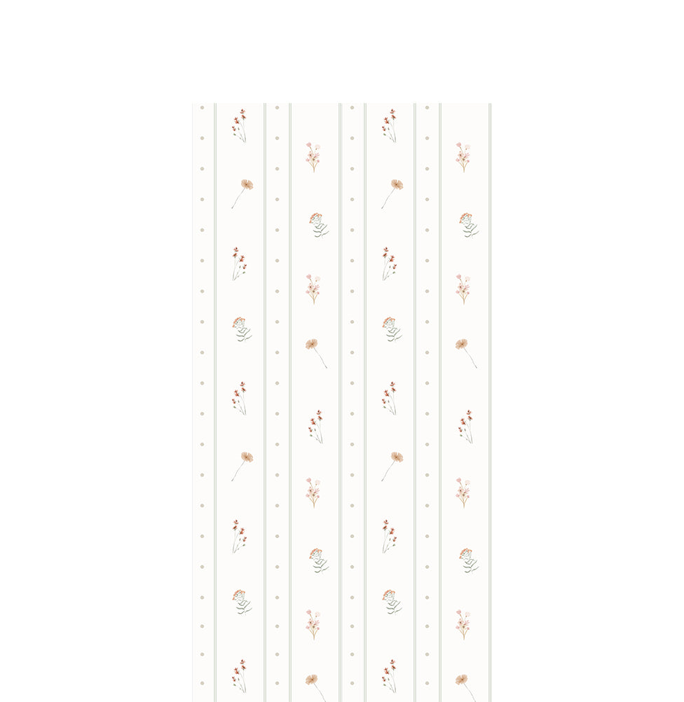 Papel de Parede Infantil Listras e Poá com Floral Candy – Verde