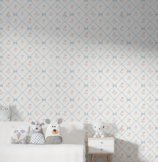 Papel de Parede Infantil Laços e Flores Paris