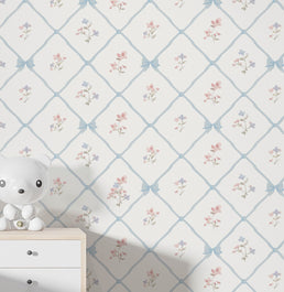 Papel de Parede Infantil Laços e Flores Paris