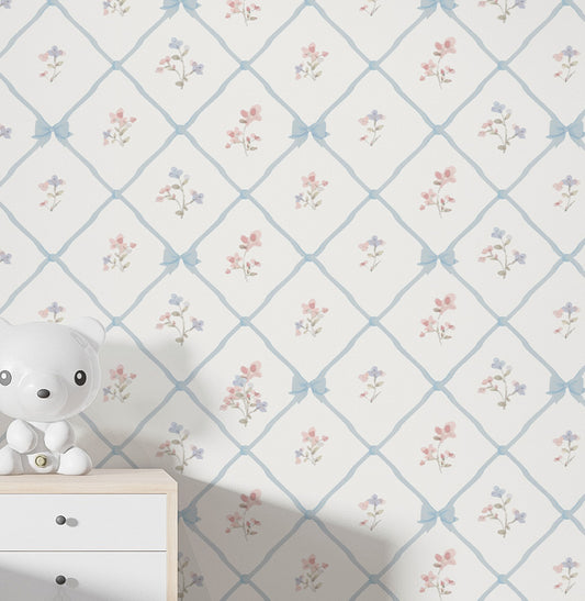 Papel de Parede Infantil Laços e Flores Paris