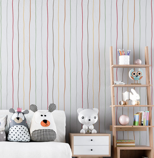 Papel de Parede Infantil Listra Fina e Torta