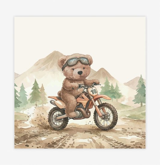 Quadro Infantil Urso Off Road Moto