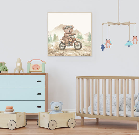 Quadro Infantil Urso Off Road Moto