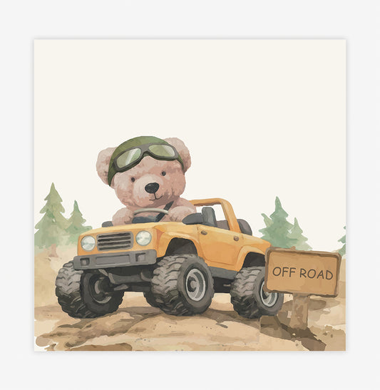 Quadro Infantil Urso Off Road Caminhonete
