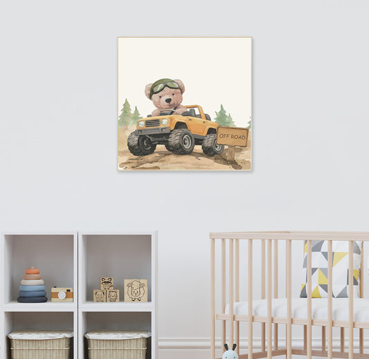 Quadro Infantil Urso Off Road Caminhonete