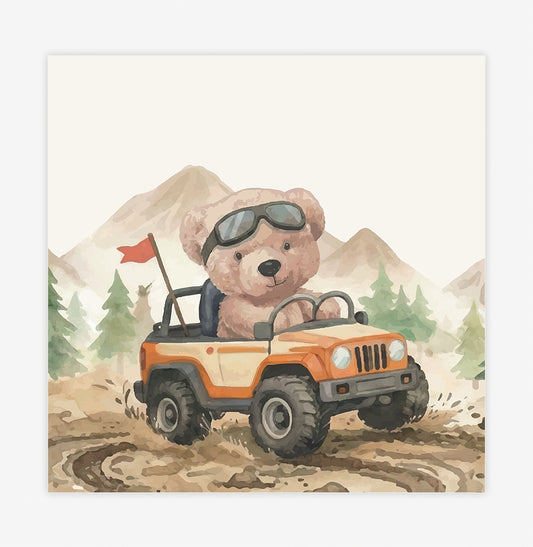 Quadro Infantil Urso Off Road Jipe