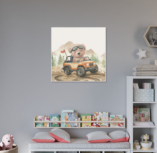 Quadro Infantil Urso Off Road Jipe