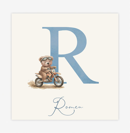 Quadro Infantil Inicial Urso Off Road Personalizado – Quadrado