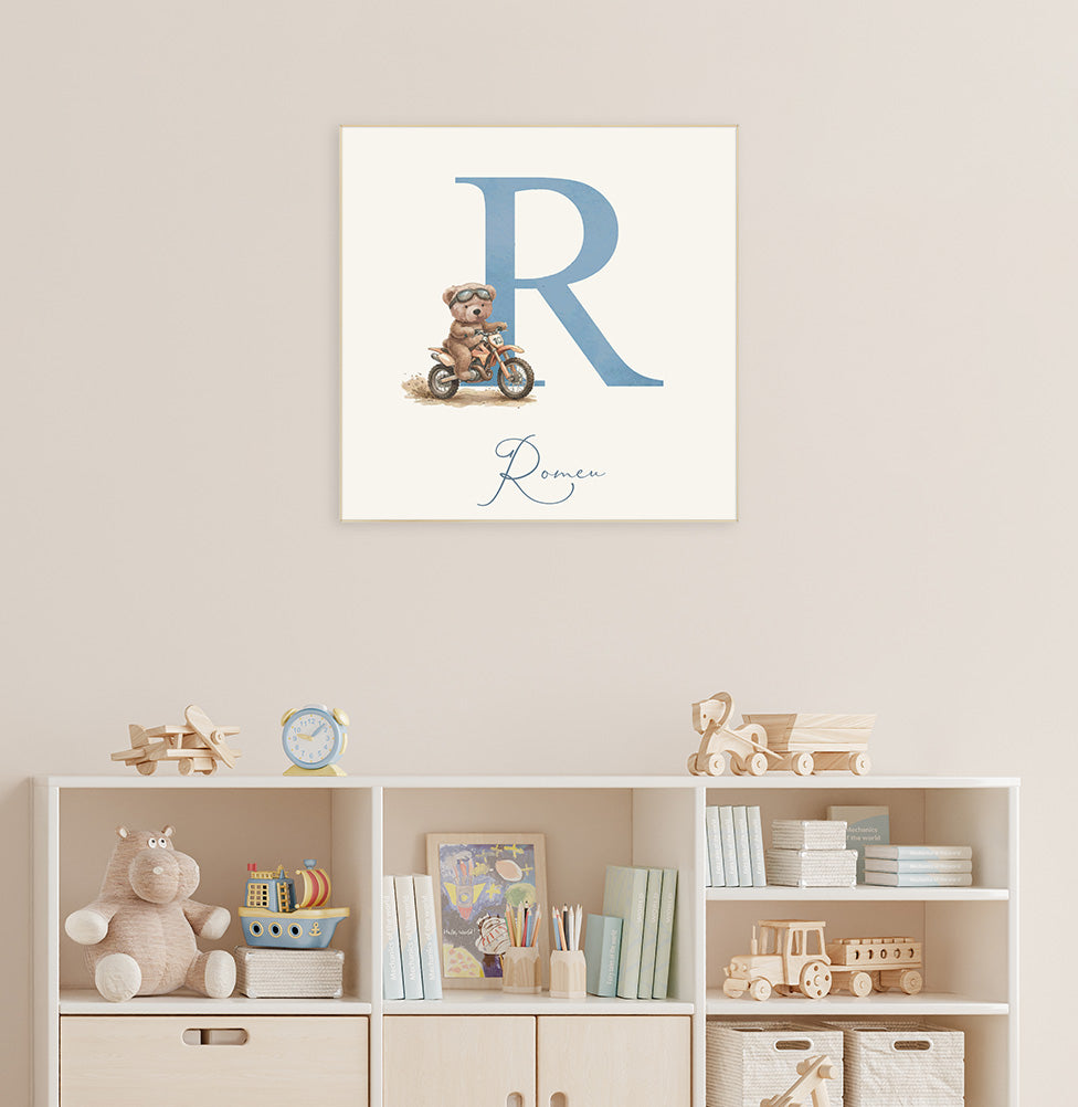 Quadro Infantil Inicial Urso Off Road Personalizado – Quadrado
