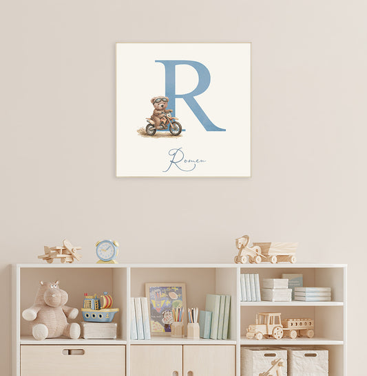 Quadro Infantil Inicial Urso Off Road Personalizado – Quadrado