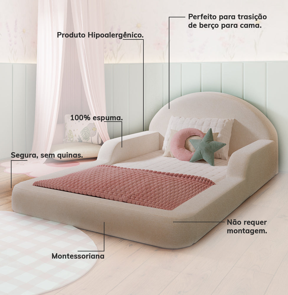 Cama Montessoriana Lumi Solteiro com Colchão – Bege