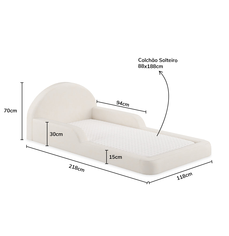 Cama Montessoriana Lumi Solteiro com Colchão – Bege