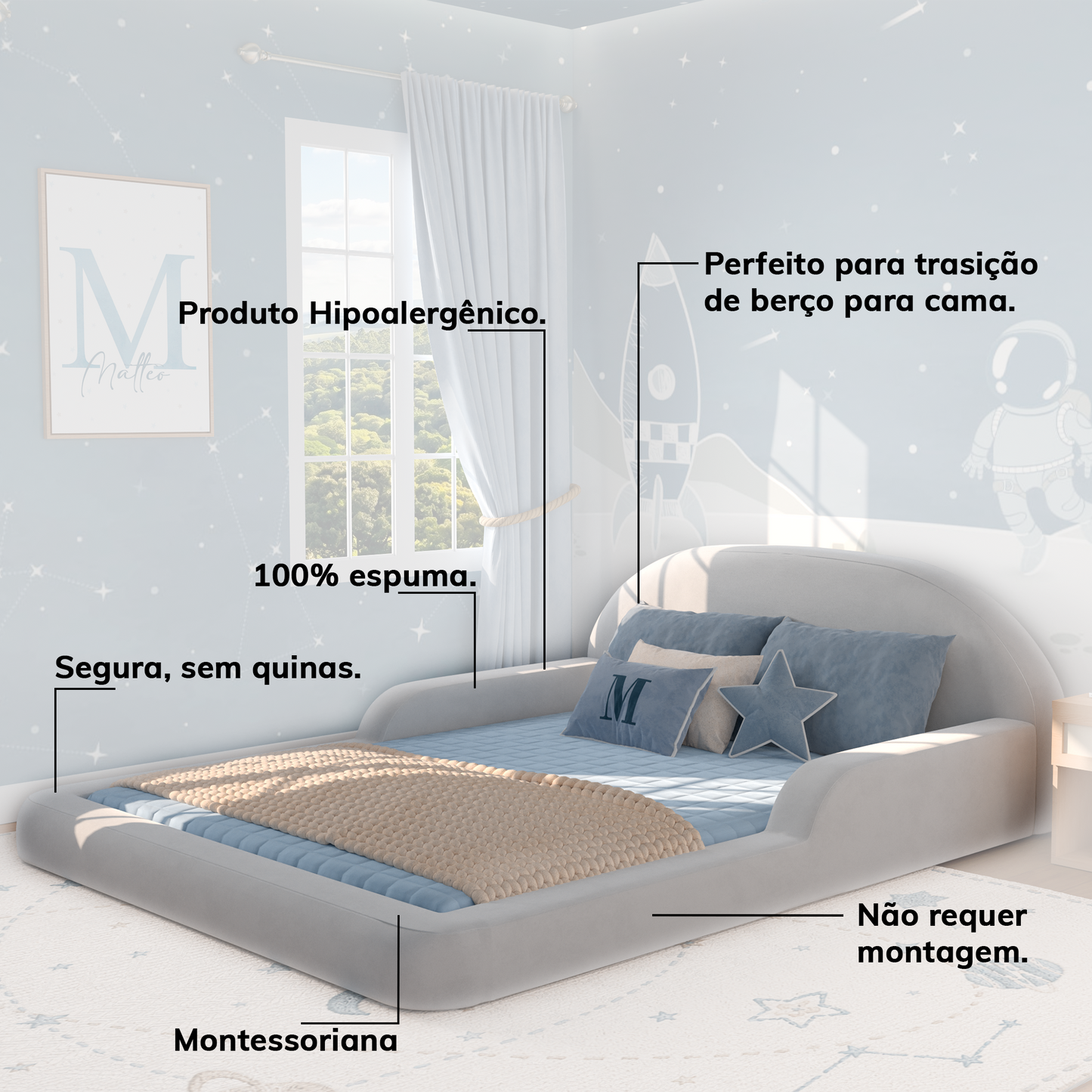 CAMA MONTESSORIANA LUMI CASAL - CINZA
