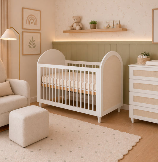 Berço Haus Arco c/ Palha 3 em 1 - Branco