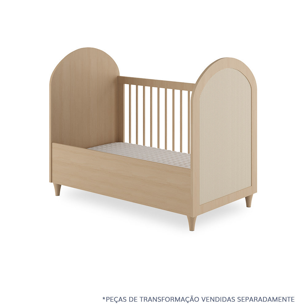 Berço Haus Arco c/ Palha 3 em 1 - Carvalho