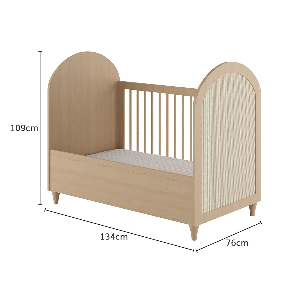 Berço Haus Arco c/ Palha 3 em 1 - Carvalho