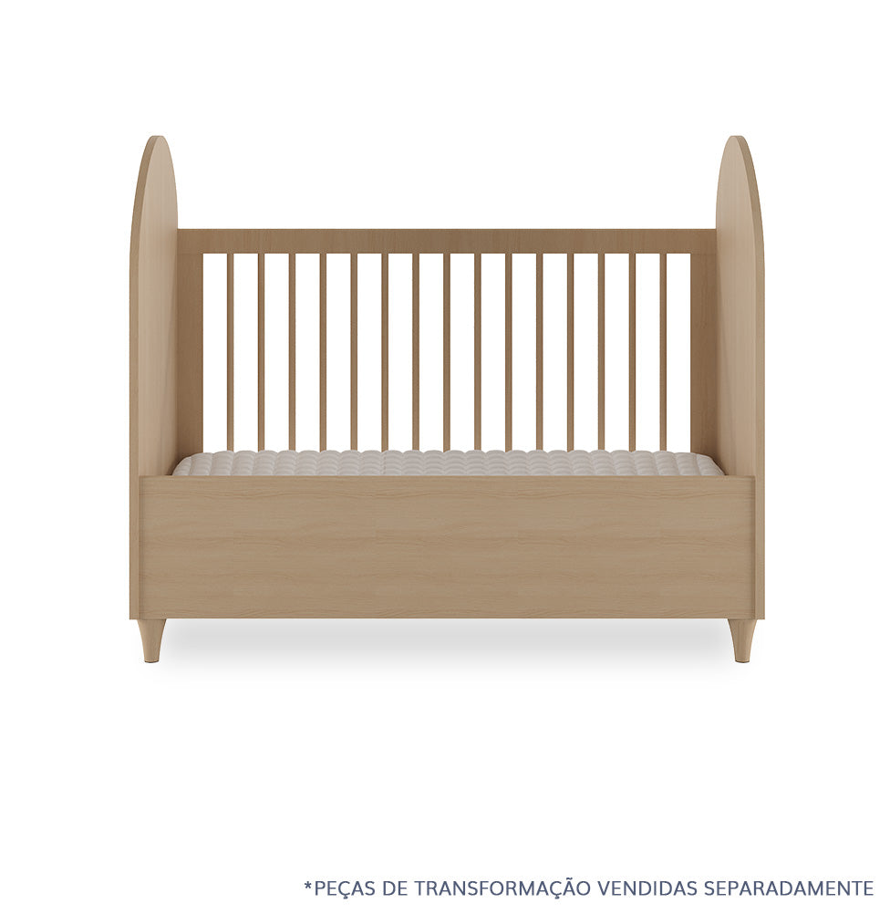 Berço Haus Arco c/ Palha 3 em 1 - Carvalho