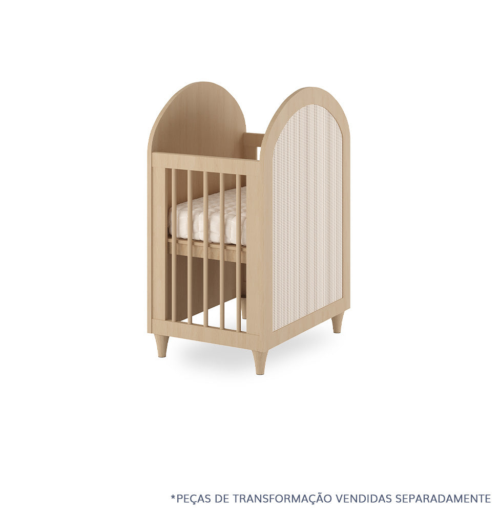 Berço Haus Arco c/ Palha 3 em 1 - Carvalho