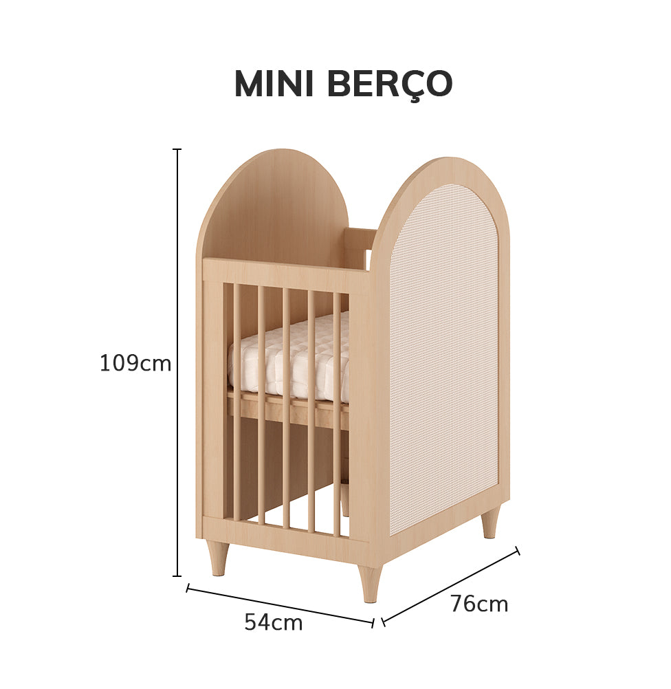 Berço Haus Arco c/ Palha 3 em 1 - Carvalho