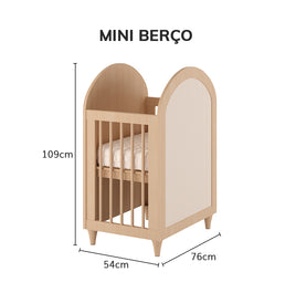 Berço Haus Arco c/ Palha 3 em 1 - Carvalho