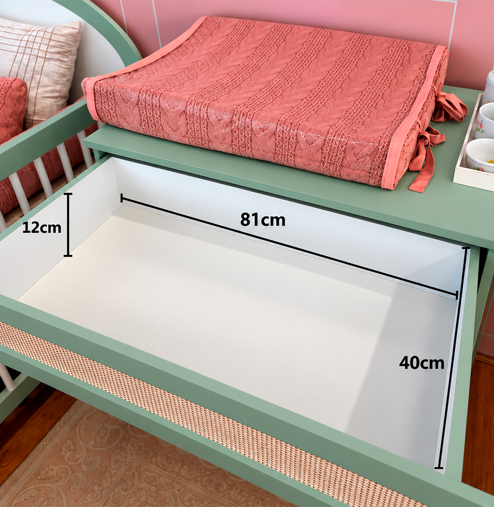 Cômoda Haus Nature com Palha e 4 Gavetas (90cm) - Verde