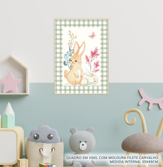 QUADRO INFANTIL COELHO MALI XADREZ - VERTICAL
