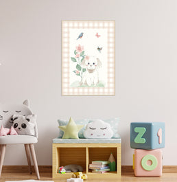 QUADRO INFANTIL CACHORRO MALI XADREZ - VERTICAL