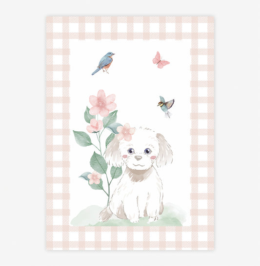 QUADRO INFANTIL CACHORRO MALI XADREZ - VERTICAL