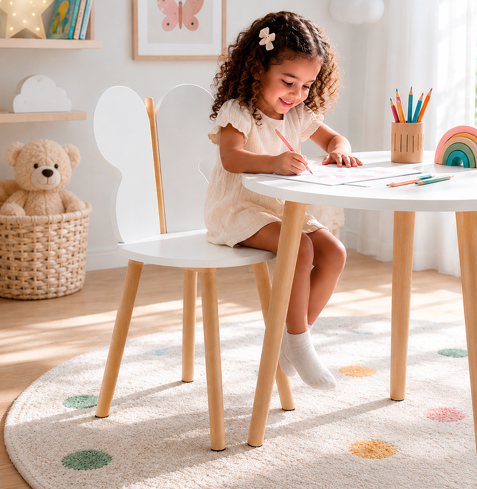 CADEIRA INFANTIL BORBOLETA BRANCO CARVALHO