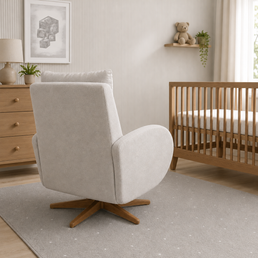 POLTRONA SERENA COM PUFF BALANÇO E GIRO BOUCLE CINZA