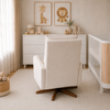 POLTRONA SERENA COM PUFF BALANÇO E GIRO LINHO CREME