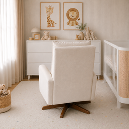 POLTRONA SERENA COM PUFF BALANÇO E GIRO LINHO CREME