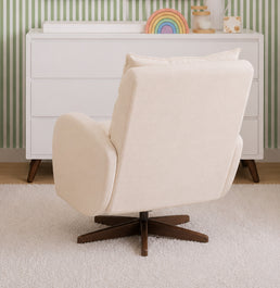 POLTRONA SERENA COM PUFF BALANÇO E GIRO LINHO CREME