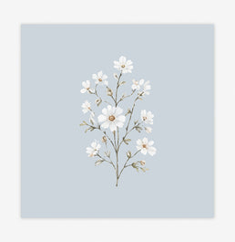 QUADRO INFANTIL FLORES BRANCAS PARIS - QUADRADO