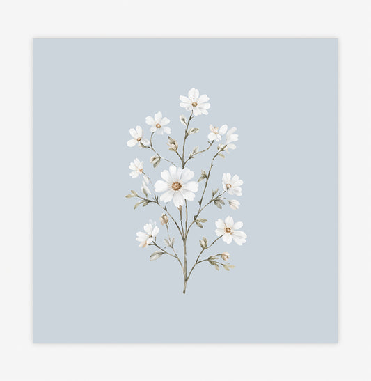 QUADRO INFANTIL FLORES BRANCAS PARIS - QUADRADO