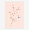 QUADRO INFANTIL FLOR ROSA COM BORBOLETAS PARIS - VERTICAL