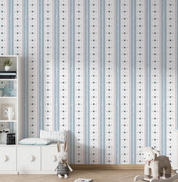 PAPEL DE PAREDE INFANTIL LISTRA E ESTRELA AZUL