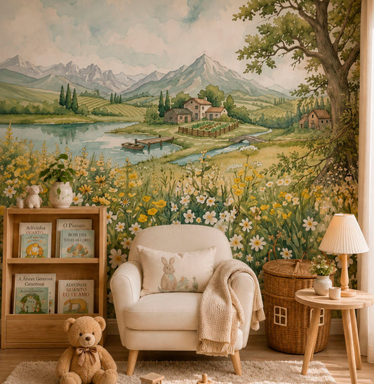 PAPEL DE PAREDE INFANTIL PRIMAVERA NO LAGO - MURAL