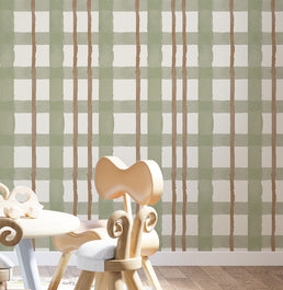 PAPEL DE PAREDE INFANTIL XADREZ RETRO VERDE