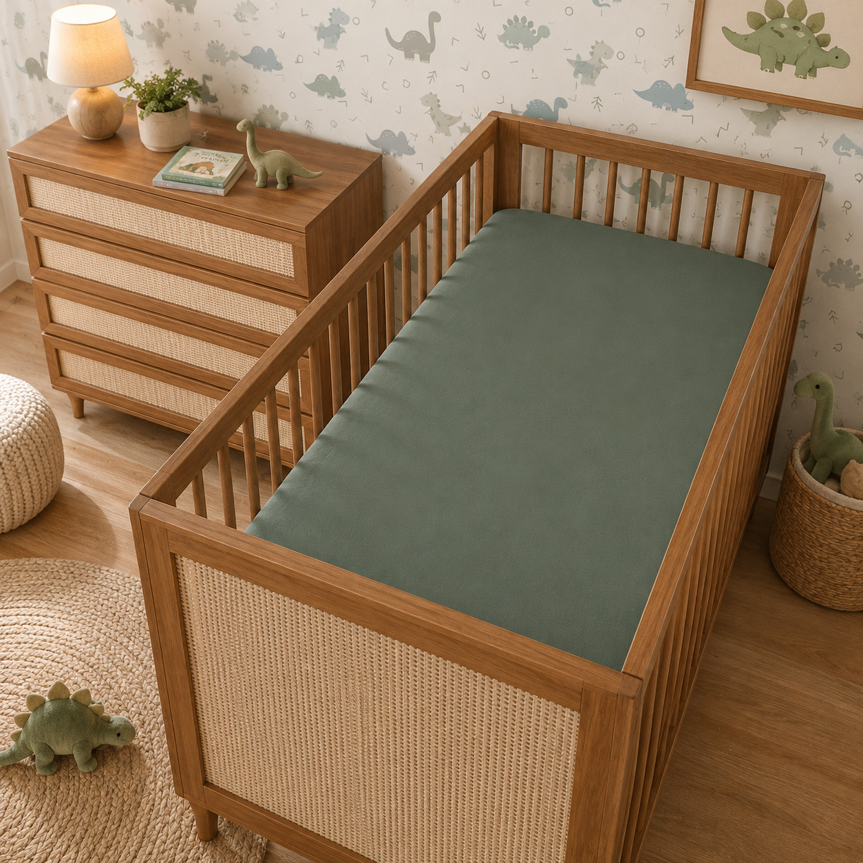 LENÇOL DE BERÇO BASIC COM ELÁSTICO VERDE SECO