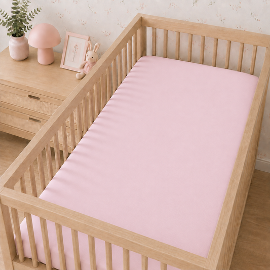 LENÇOL DE BERÇO BASIC COM ELÁSTICO ROSA NÚVEM