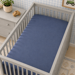 LENÇOL DE BERÇO BASIC COM ELÁSTICO AZUL JEANS