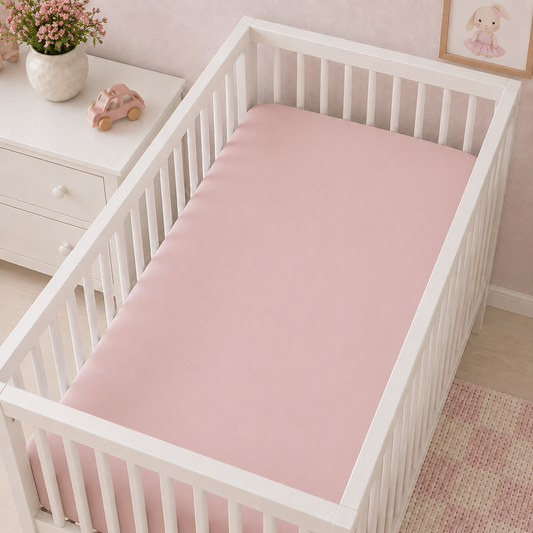 LENÇOL DE BERÇO BASIC COM ELÁSTICO ROSA CHÁ