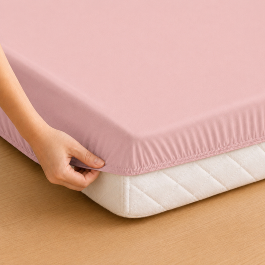 LENÇOL DE BERÇO BASIC COM ELÁSTICO ROSA CHÁ