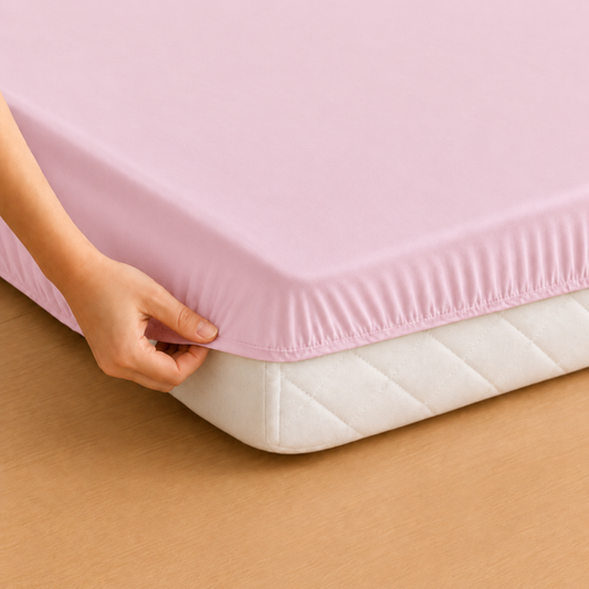 LENÇOL DE BERÇO BASIC COM ELÁSTICO ROSA NÚVEM