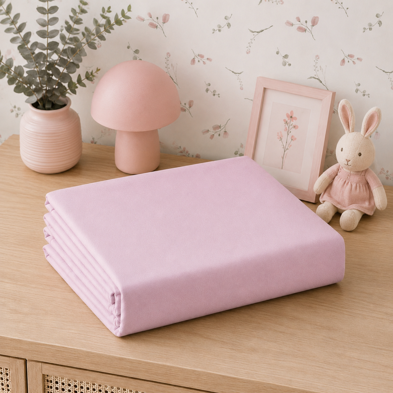 LENÇOL DE BERÇO BASIC COM ELÁSTICO ROSA NÚVEM